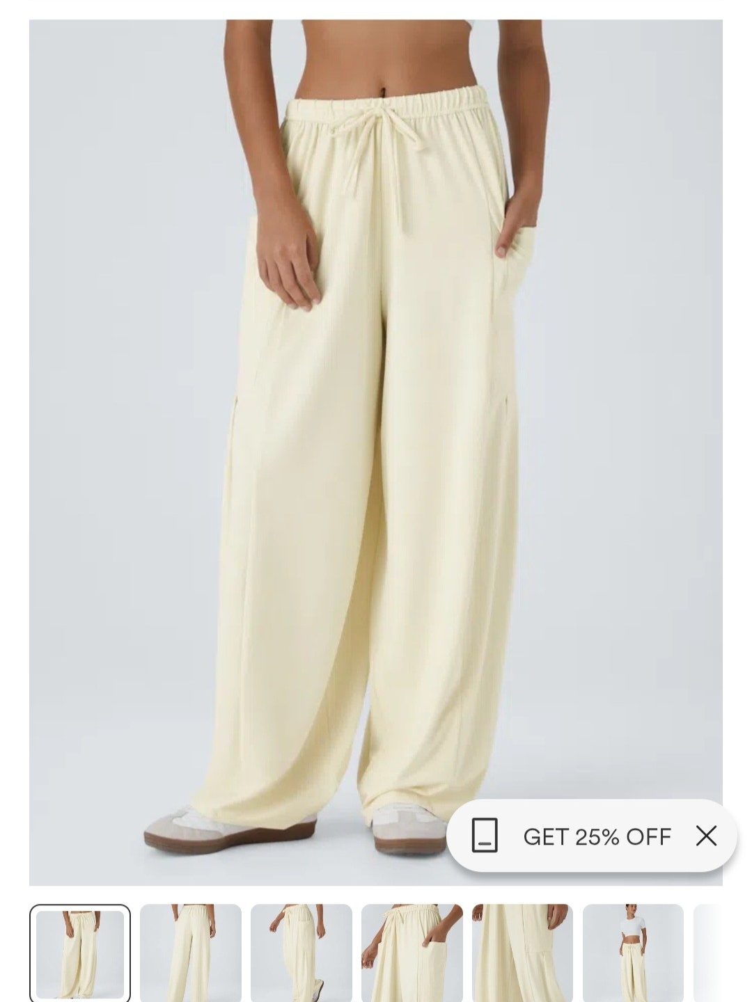 Wide-Leg Drawstring Pants In Soft Cream
